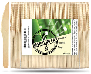 Bamboodlers Disposable Wooden Knives; Eco-Friendly and BPA-Free Alternative to Disposable Plastic Knives. 100% All-Natural, Biodegradable, Compostable, and Renewable. Bamboodlers - because Earth is awesome!